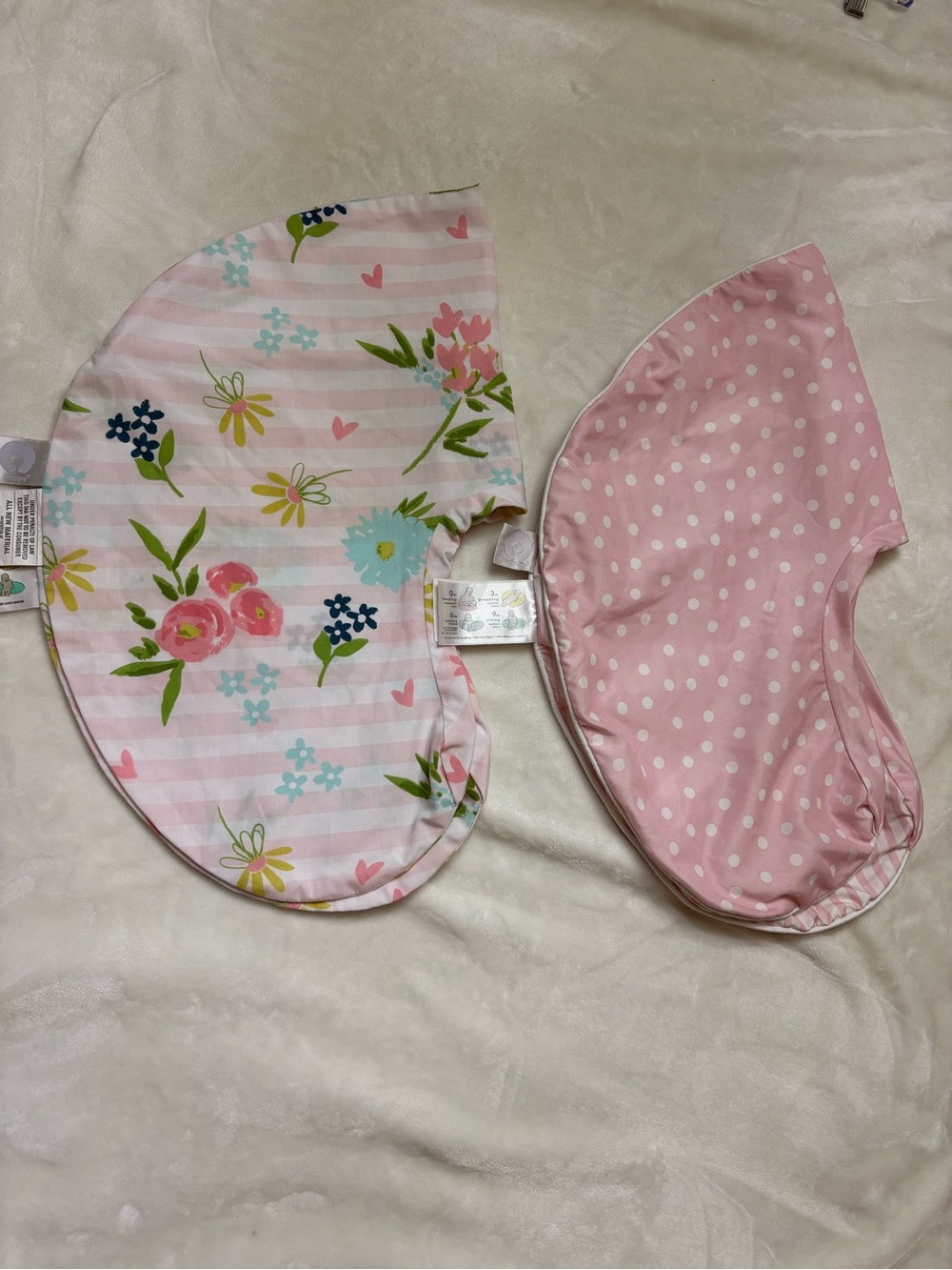 Boppy Nursing Pillow Cover Set of 2 Pink Floral Polka Dot Baby Nursery Feeding